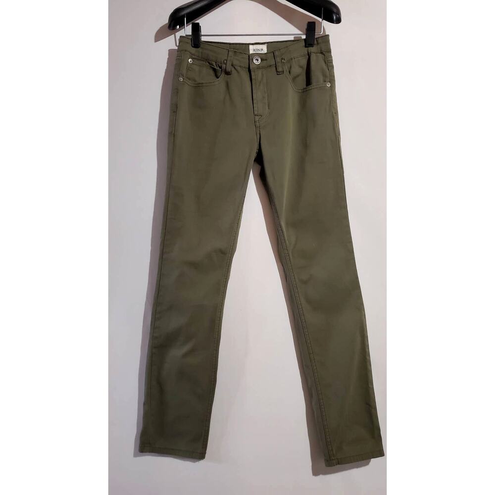 Hudson Straight Leg Army Olive Green Mid-Rise Jeans Women's Size 27 Girls 14